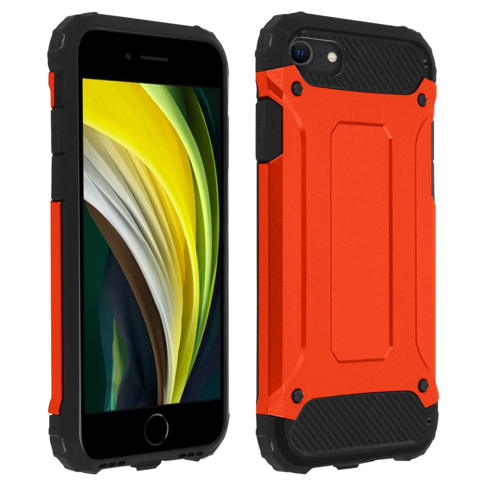 Avizar - Coque iPhone 7 / 8 / 2020 Protection Bi-matière Design Relief Antichute rouge - Coque, étui smartphone