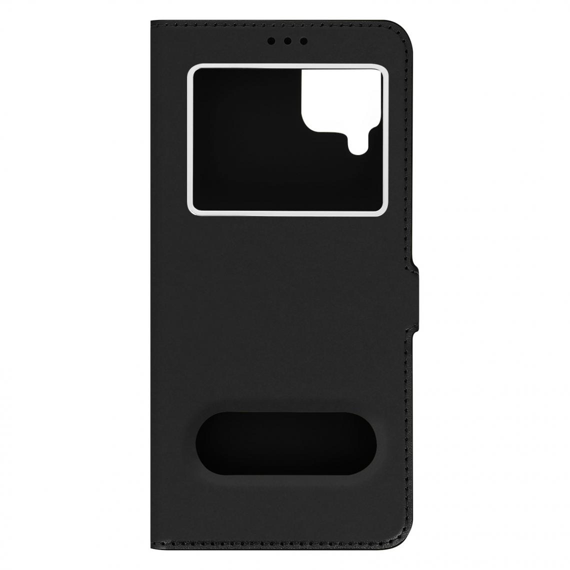 Avizar - Housse Samsung Galaxy A12 avec Double Fenêtre Support Vidéo noir - Coque, étui smartphone
