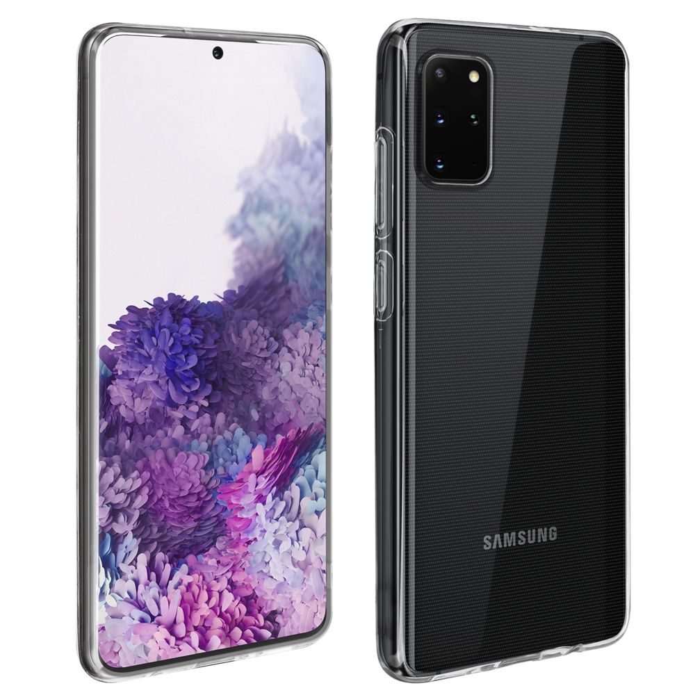 Avizar - Coque Samsung Galaxy S20 Plus Silicone et Film Verre Trempé 9H Contour Noir - Coque, étui smartphone