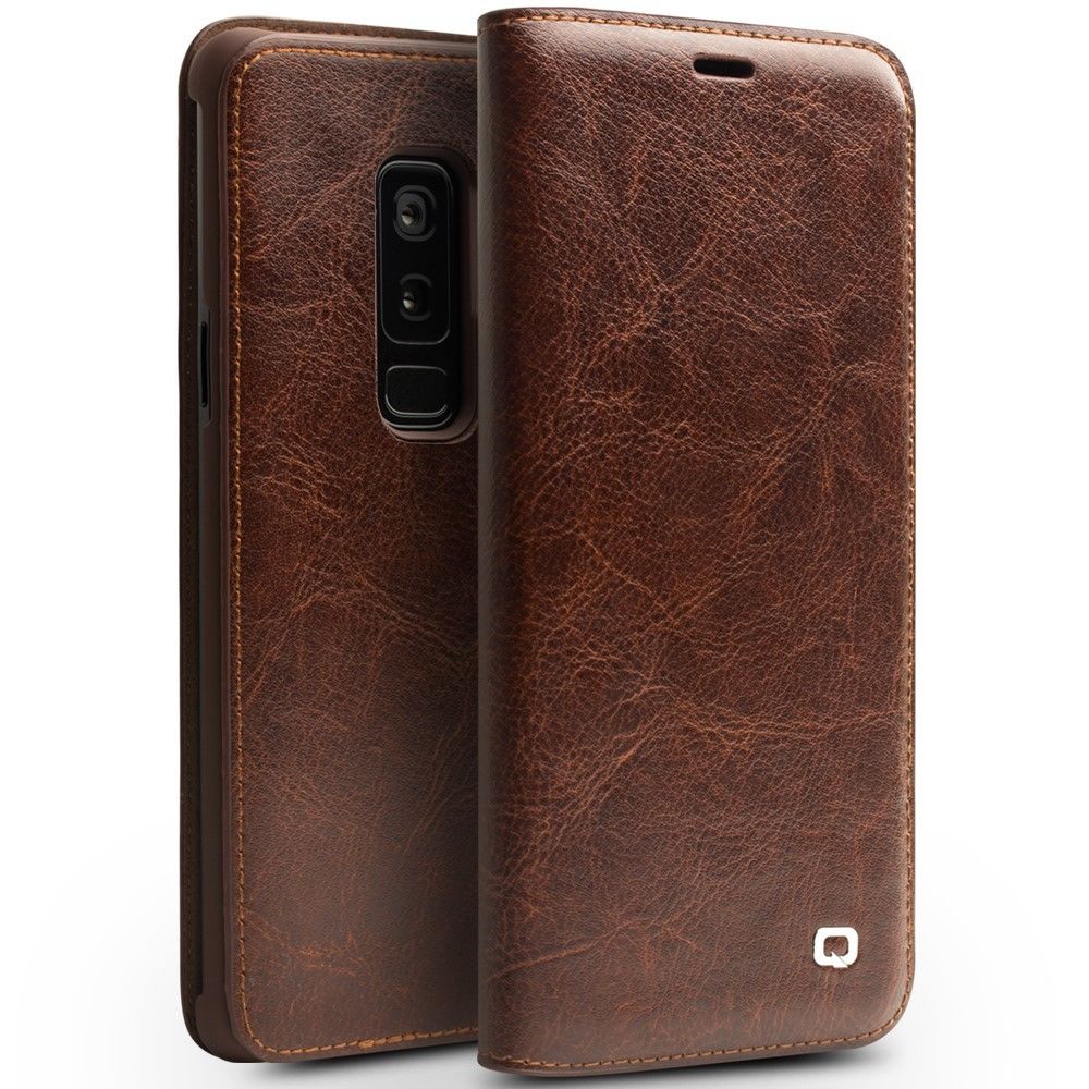 marque generique - Etui en cuir véritable   marron pour Samsung Galaxy S9 Plus - Autres accessoires smartphone