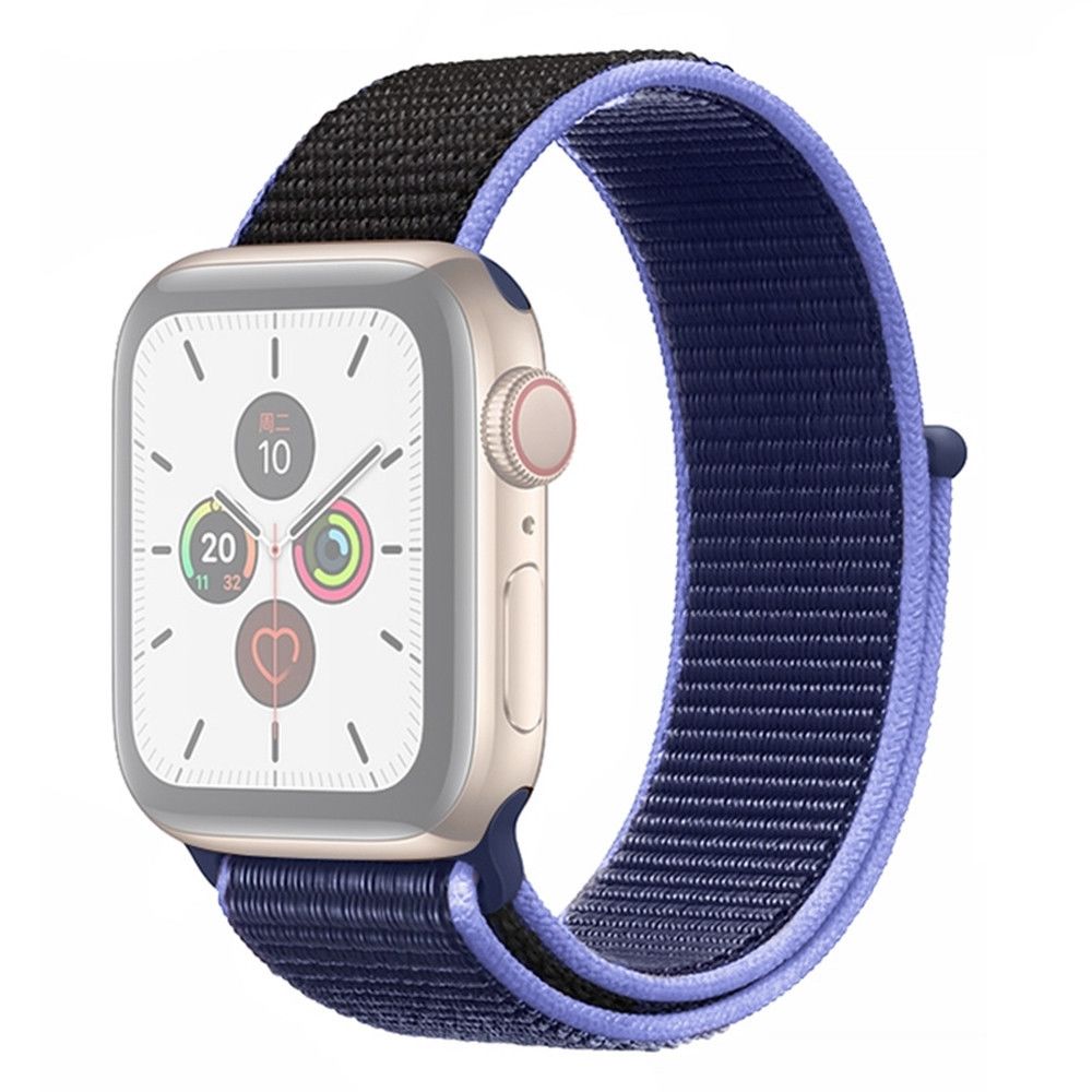 Wewoo - Pour Apple Watch séries 5 et 4 40 mm / 3 et 2 et 1 bracelet en nylon de couleur assortie 38 mm noir + bleu - Accessoires Apple Watch