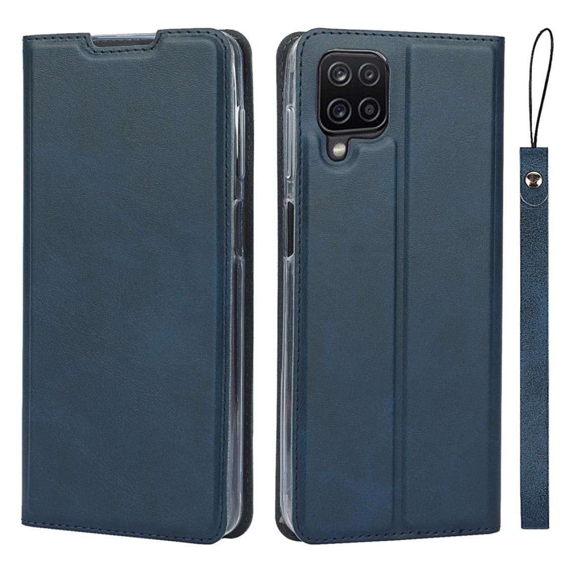 Other - Etui en PU avec support et porte-carte bleu pour votre Samsung Galaxy A12 - Coque, étui smartphone