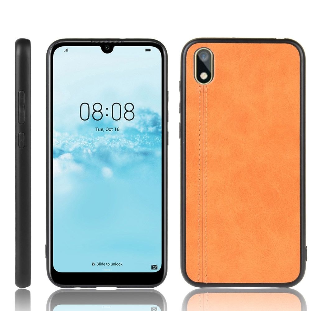 Wewoo - Coque Pour Huawei Y5 2019 / Honor 8X antichoc couture peau de vache motif PC + PU + TPU cas orange - Coque, étui smartphone