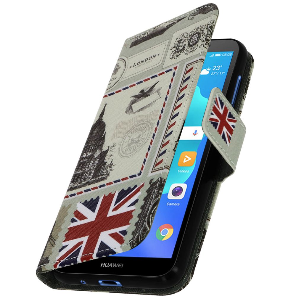 Avizar - Étui Huawei Y5 2018/Honor 7S Housse Folio Timbres de Londres & Drapeau Anglais - Coque, étui smartphone