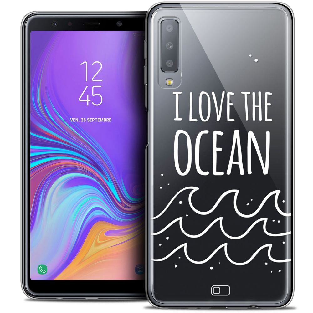 Caseink - Coque Housse Etui Pour Samsung Galaxy A7 (2018) A750 (6 ) [Crystal Gel HD Collection Summer Design I Love Ocean - Souple - Ultra Fin - Imprimé en France] - Coque, étui smartphone