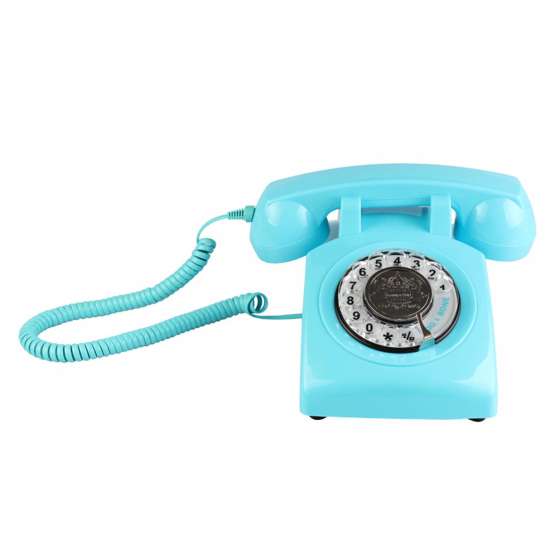 marque generique - Rotary Retro Rotary Dial Téléphone de bureau de Bell bleu - Téléphone fixe filaire