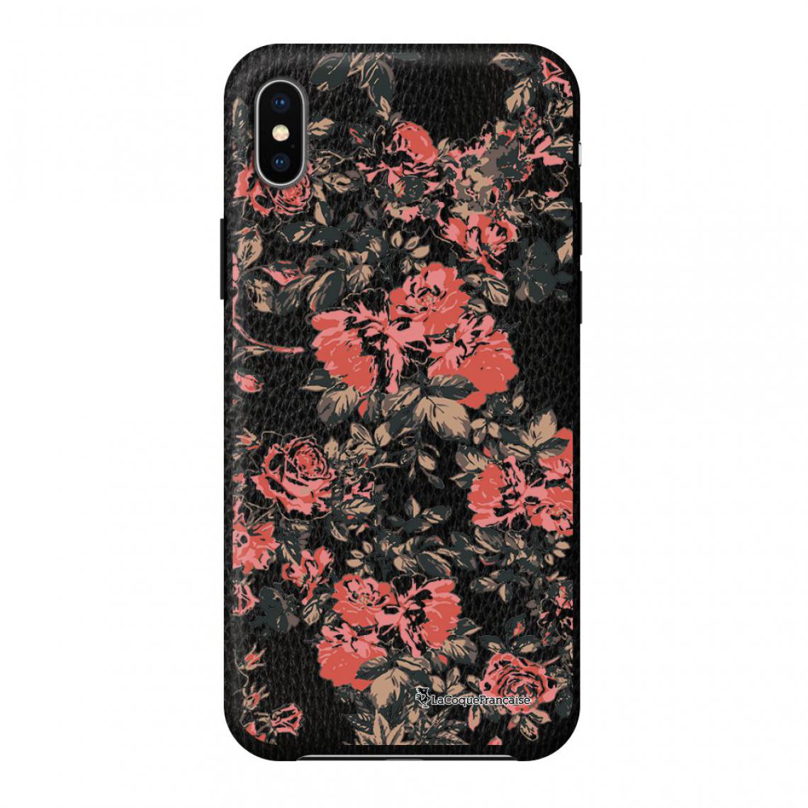 La Coque Francaise - Coque Effet Cuir Grainé iPhone Xs Max noir Roses Colorées - Coque, étui smartphone