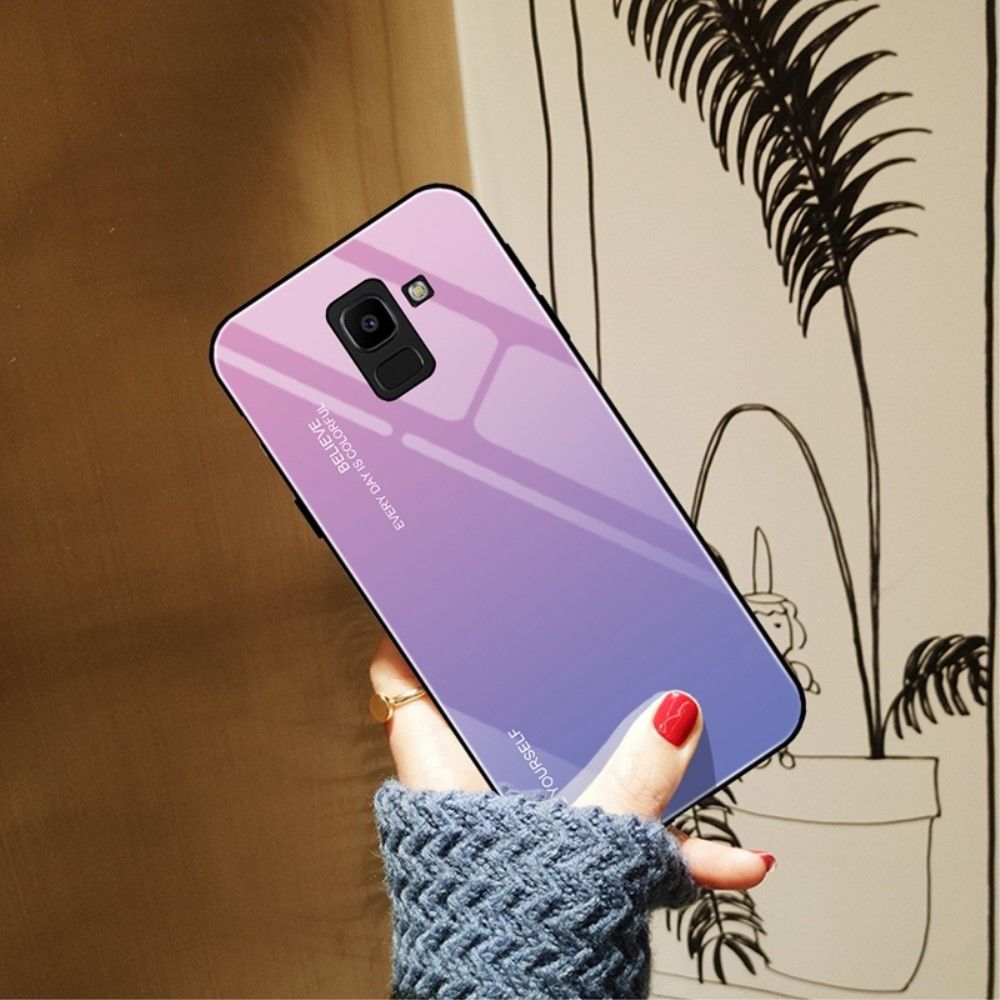 marque generique - Coque en TPU verre hybride dégradé rose-mauve pour votre Samsung Galaxy J6 (2018) - Coque, étui smartphone