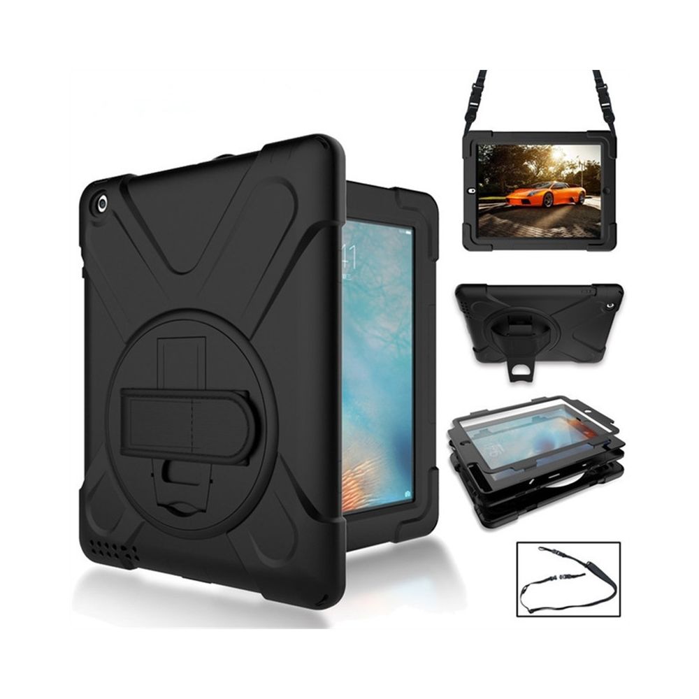 Wewoo - Coque de protection en silicone à 360 ° avec support dragonne et pour iPad 2/3/4 noir - Coque, étui smartphone