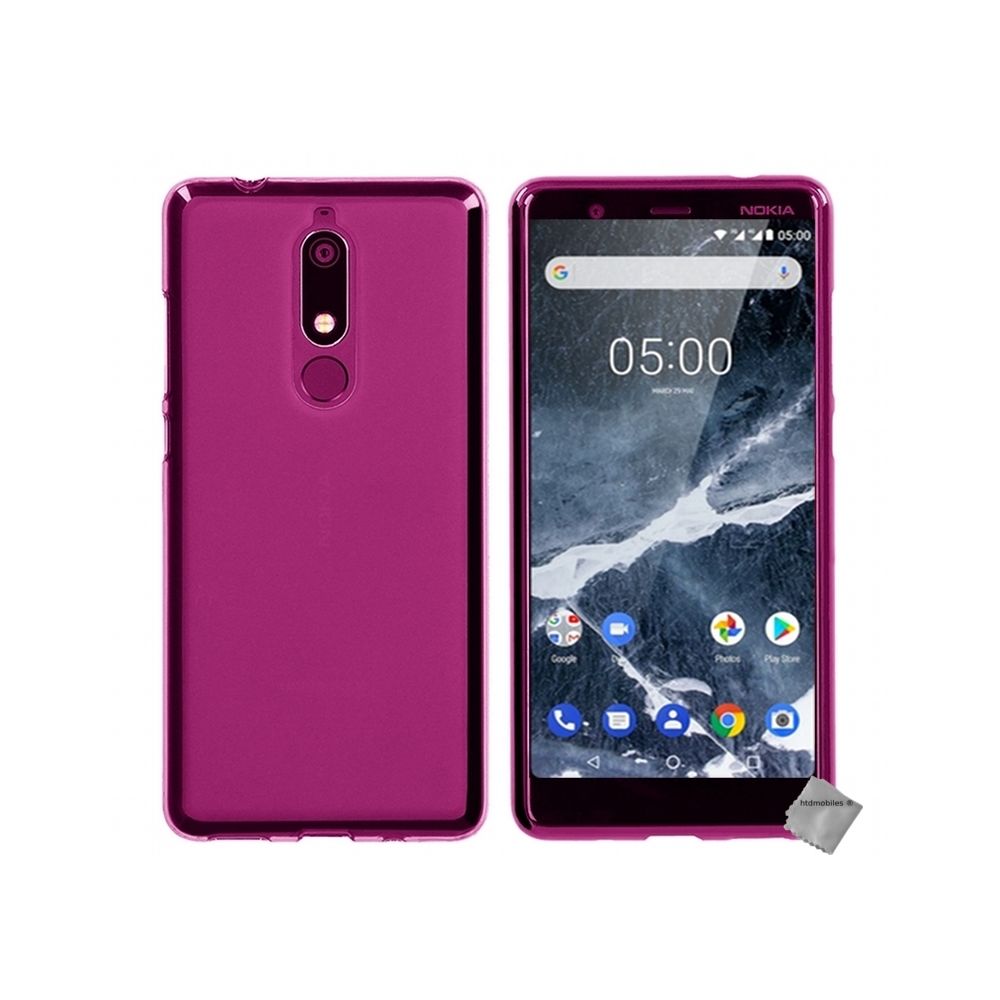 Htdmobiles - Housse etui coque pochette silicone gel fine pour Nokia 5.1 (2018) + verre trempe - ROSE - Autres accessoires smartphone
