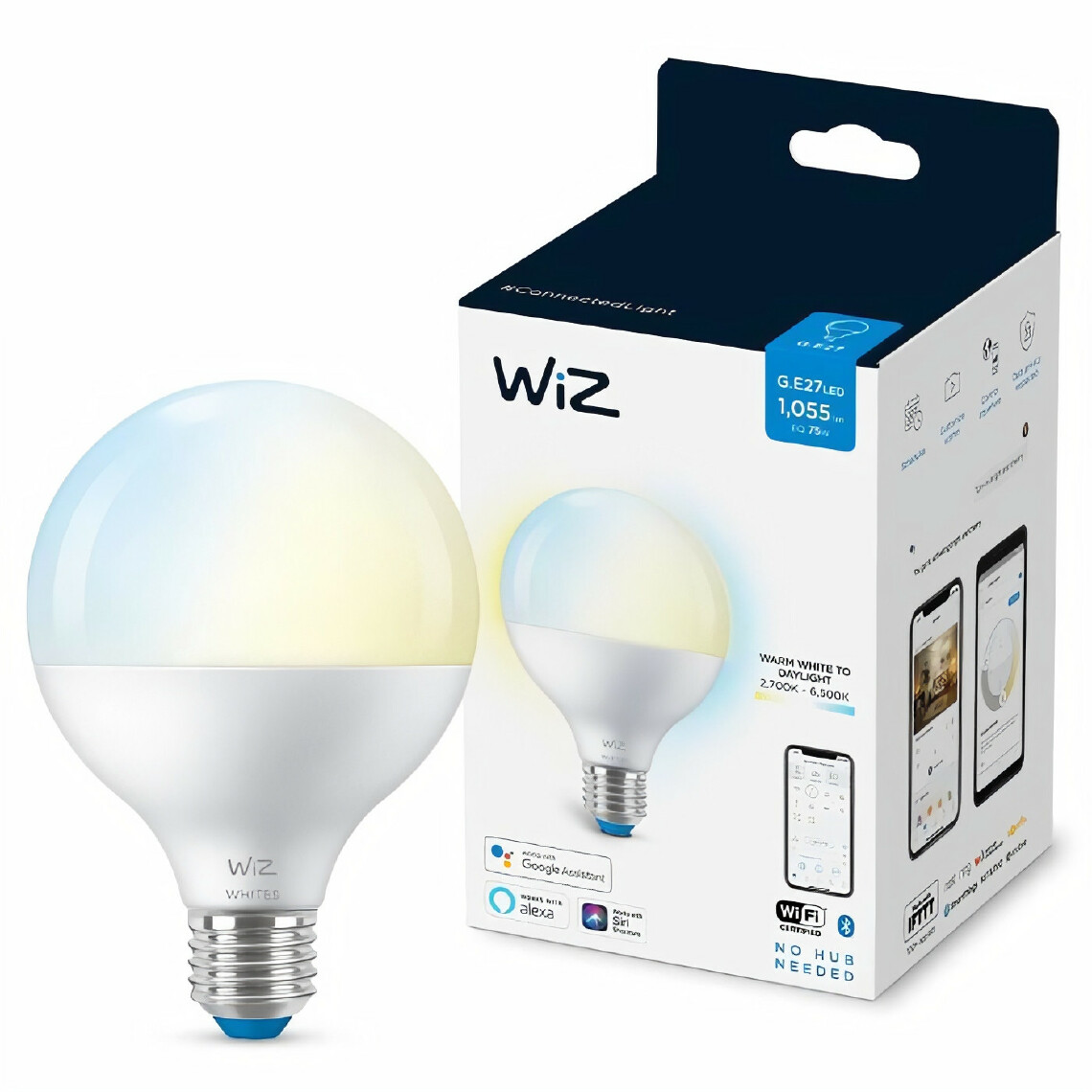 Wiz - WiZ Ampoule connectée Globe 120 Blanc variable E27 75W - Lampe connectée