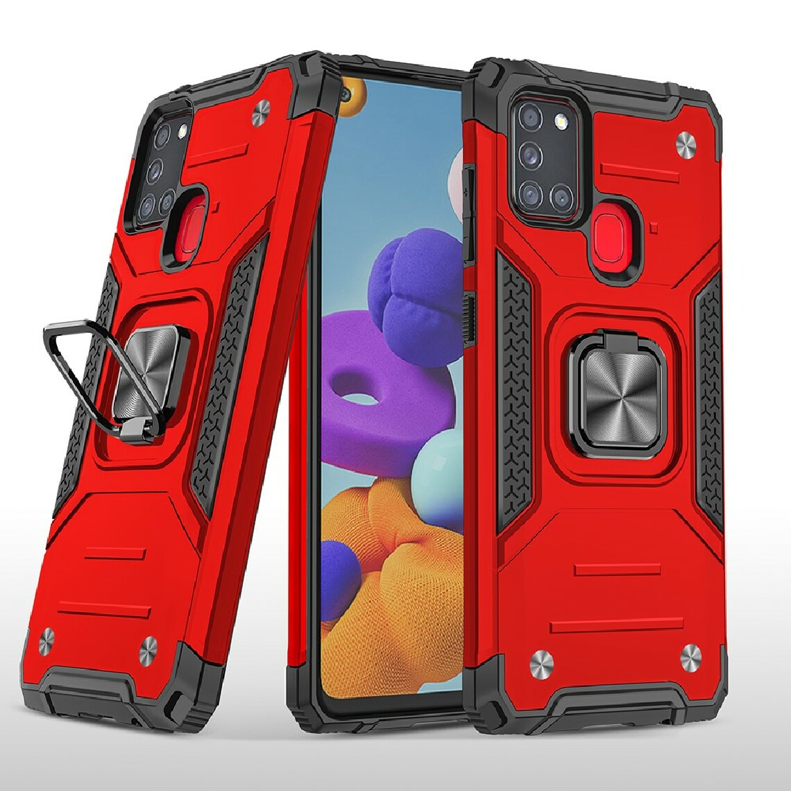 Other - Coque en TPU détachable 2 en 1 avec béquille et feuille metallique rouge pour votre Samsung Galaxy A21s - Coque, étui smartphone