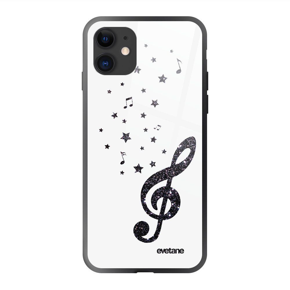 Evetane - Coque iPhone 11 soft touch noir effet glossy Note de Musique Design Evetane - Coque, étui smartphone