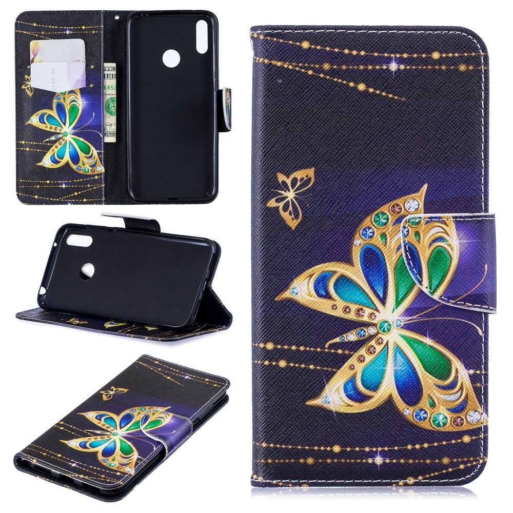 marque generique - Etui en PU impression de motifs papillon colorisé pour votre Huawei Y7 (2019) - Coque, étui smartphone