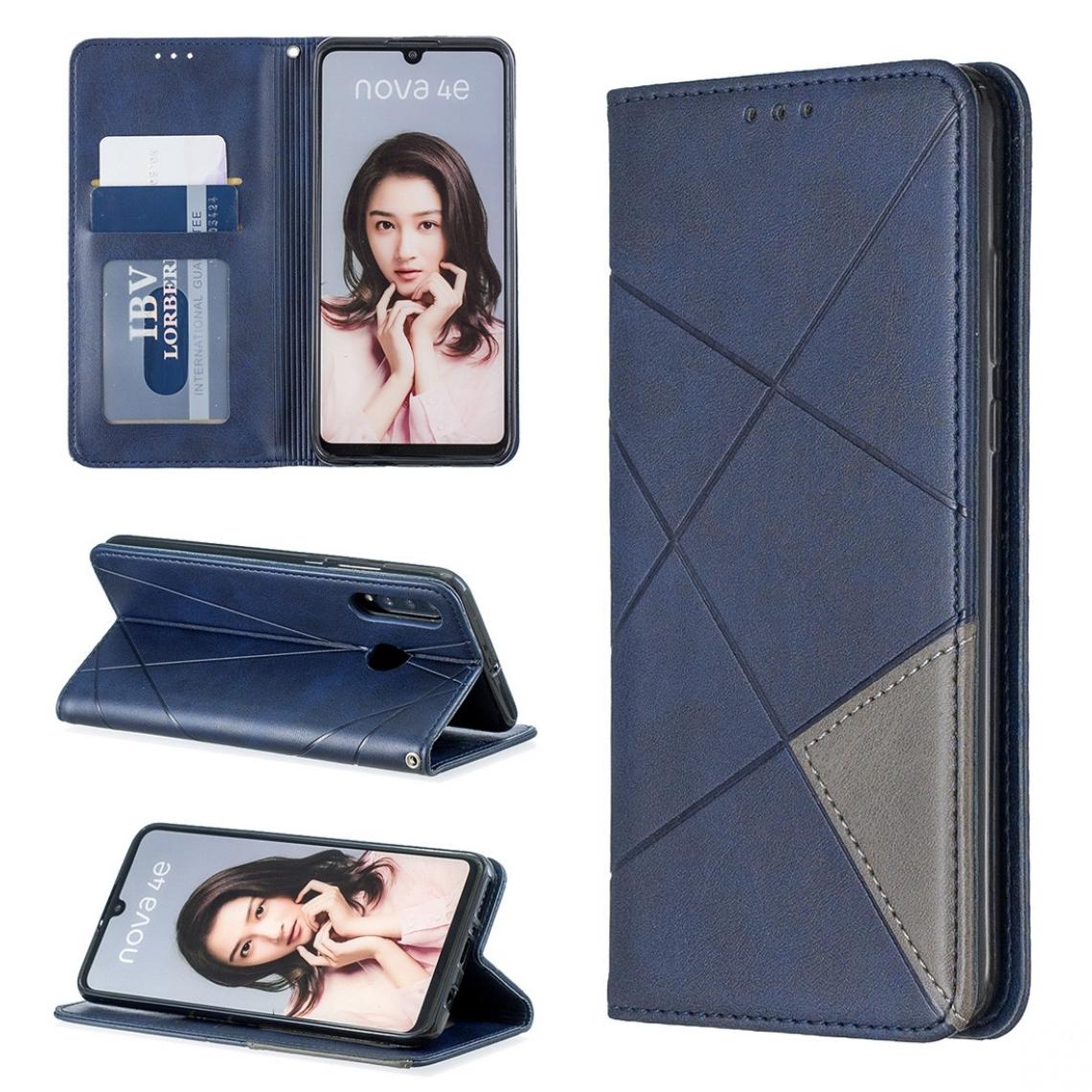 Wewoo - Housse Étui Coque en cuir magnétique à rabat horizontal avec texture et losanges pour Huawei P30 Lite / Nova 4e bleu - Coque, étui smartphone