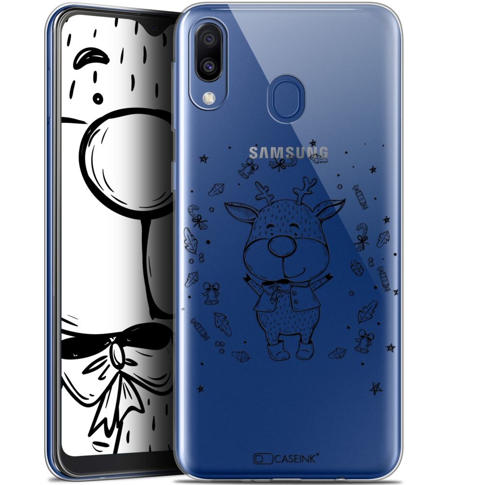 Caseink - Coque Pour Samsung Galaxy M20 (6.3 ) [Gel HD Collection Noël 2017 Design Sketchy Cerf - Souple - Ultra Fin - Imprimé en France] - Coque, étui smartphone