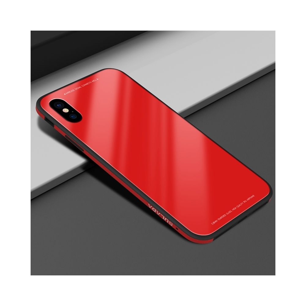 Wewoo - Étui en verre trempé à cadre en métal pour iPhone XS / X (rouge) - Coque, étui smartphone