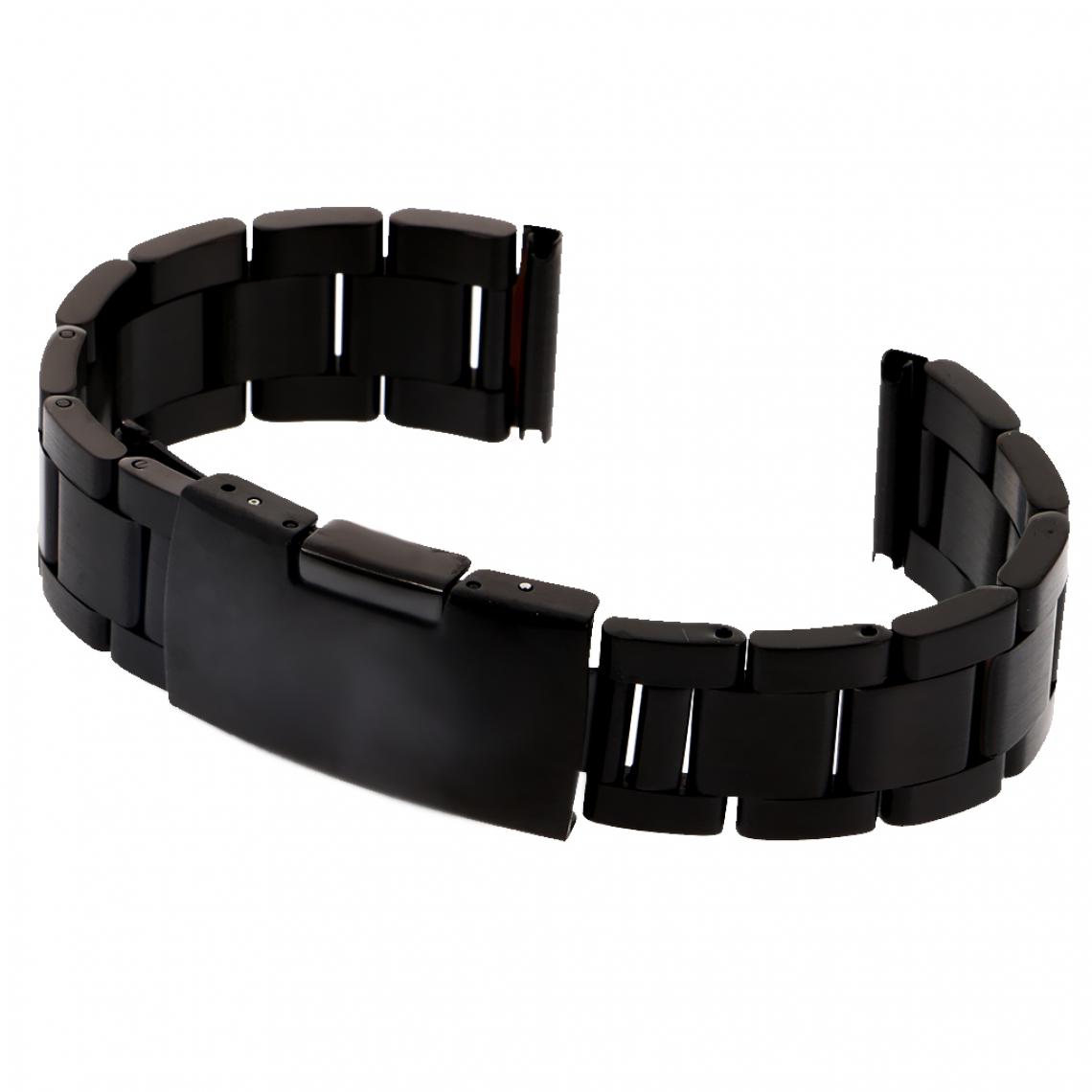 marque generique - Bracelet En Métal Noir En Acier Inoxydable Pour Bandes De Montre 22mm - Accessoires montres connectées