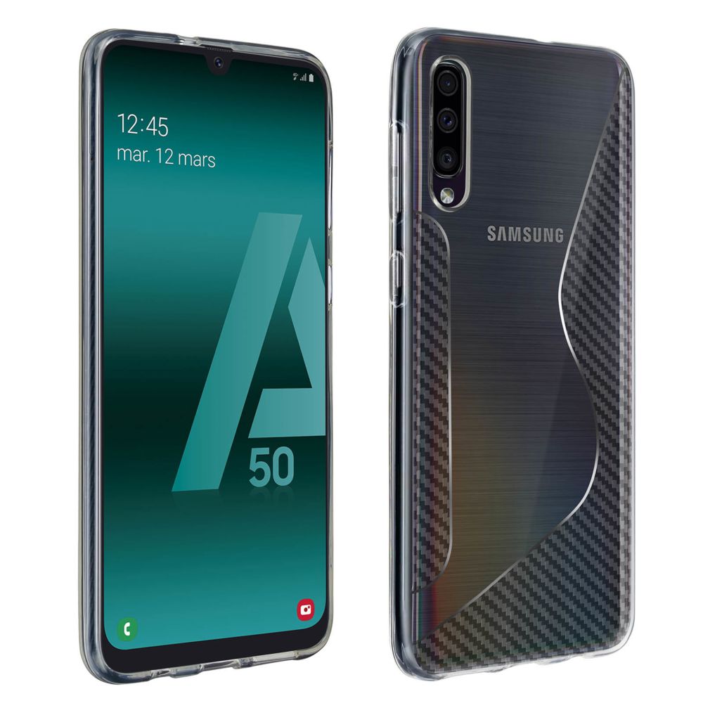 Avizar - Coque Samsung Galaxy A50 S Line Effet Brossé Carbone Silicone Gel transparent - Coque, étui smartphone