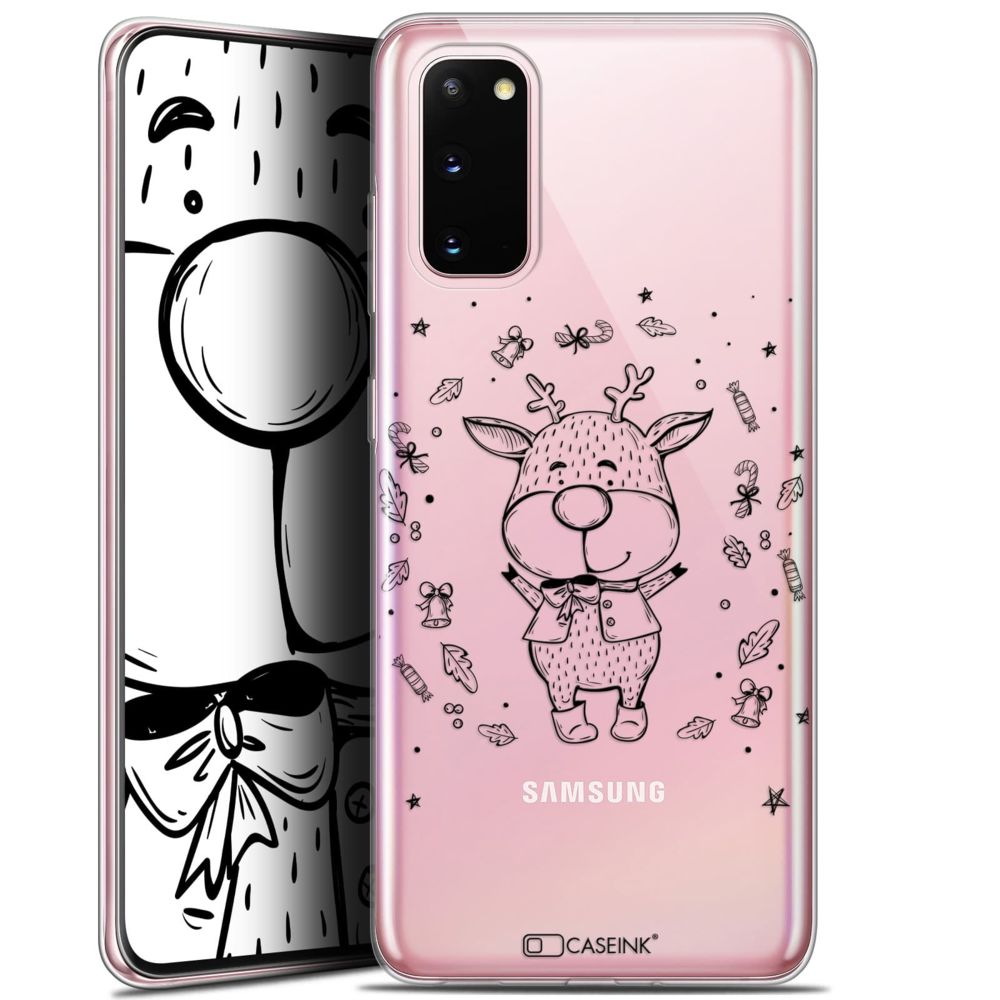 Caseink - Coque Pour Samsung Galaxy S20 (6.2 ) [Gel HD Collection Noël 2017 Design Sketchy Cerf - Souple - Ultra Fin - Imprimé en France] - Coque, étui smartphone