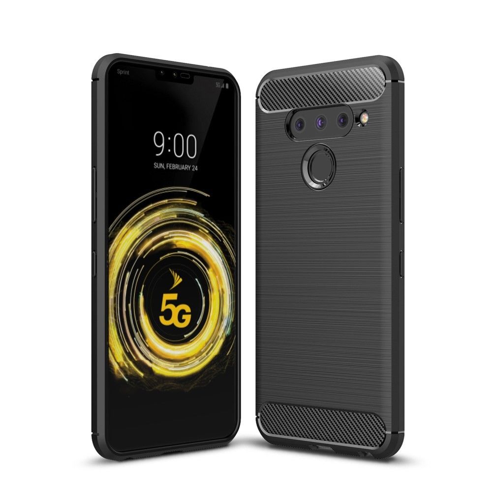 marque generique - Coque en TPU fibre de carbone noir pour votre LG V50 ThinQ 5G - Coque, étui smartphone