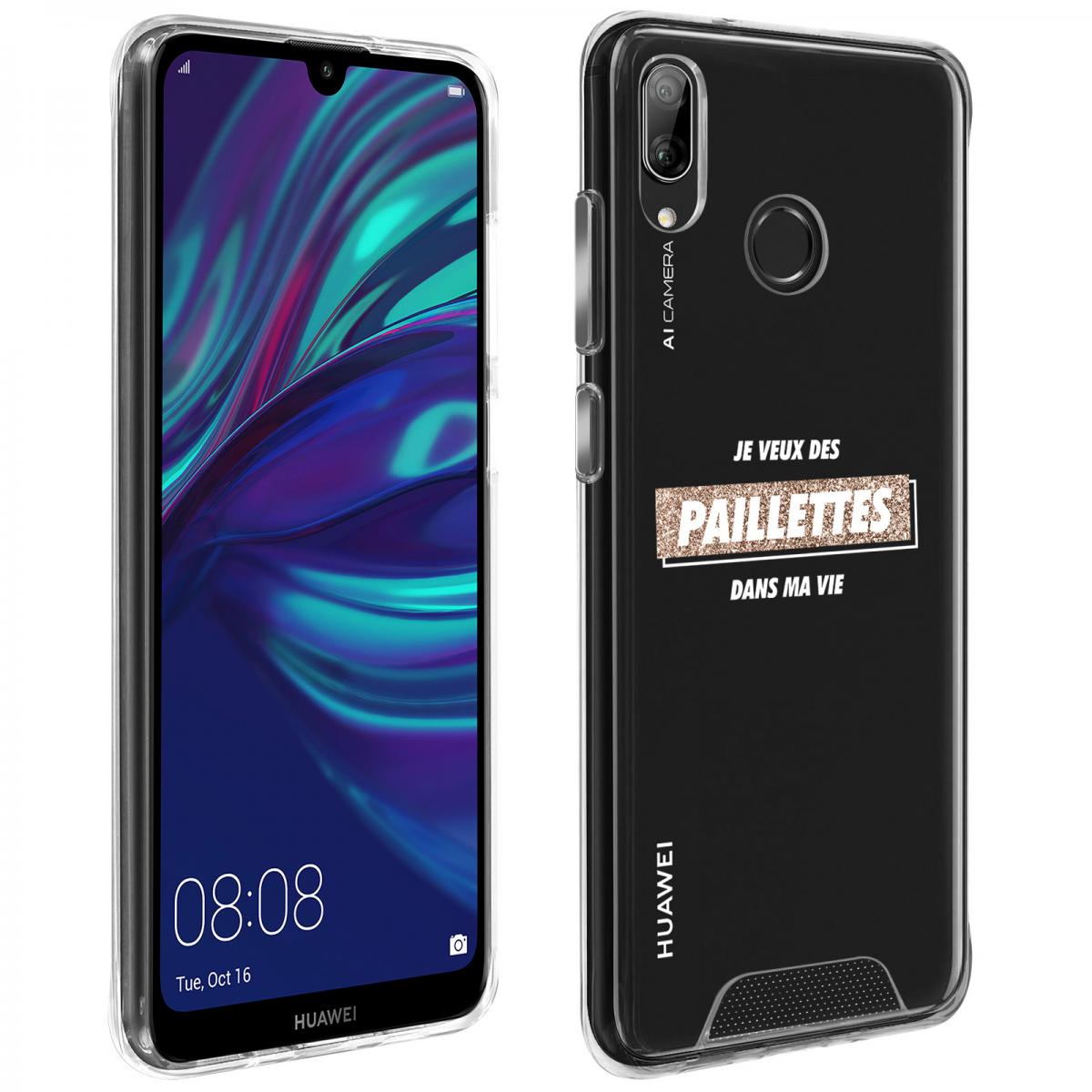 Avizar - Coque Huawei Y7 2019 Imprimé "Je veux des paillettes dans ma vie" Made In France - Coque, étui smartphone