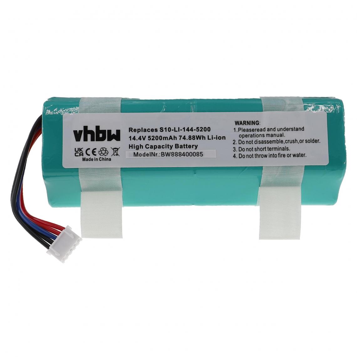 Vhbw - vhbw Batterie compatible avec Ecovacs Deebot Ozmo T8 Aivi DBX11-11, T8 Aivi Max Power aspirateur, robot électroménager (5200mAh, 14,4V, Li-ion) - Accessoire entretien des sols
