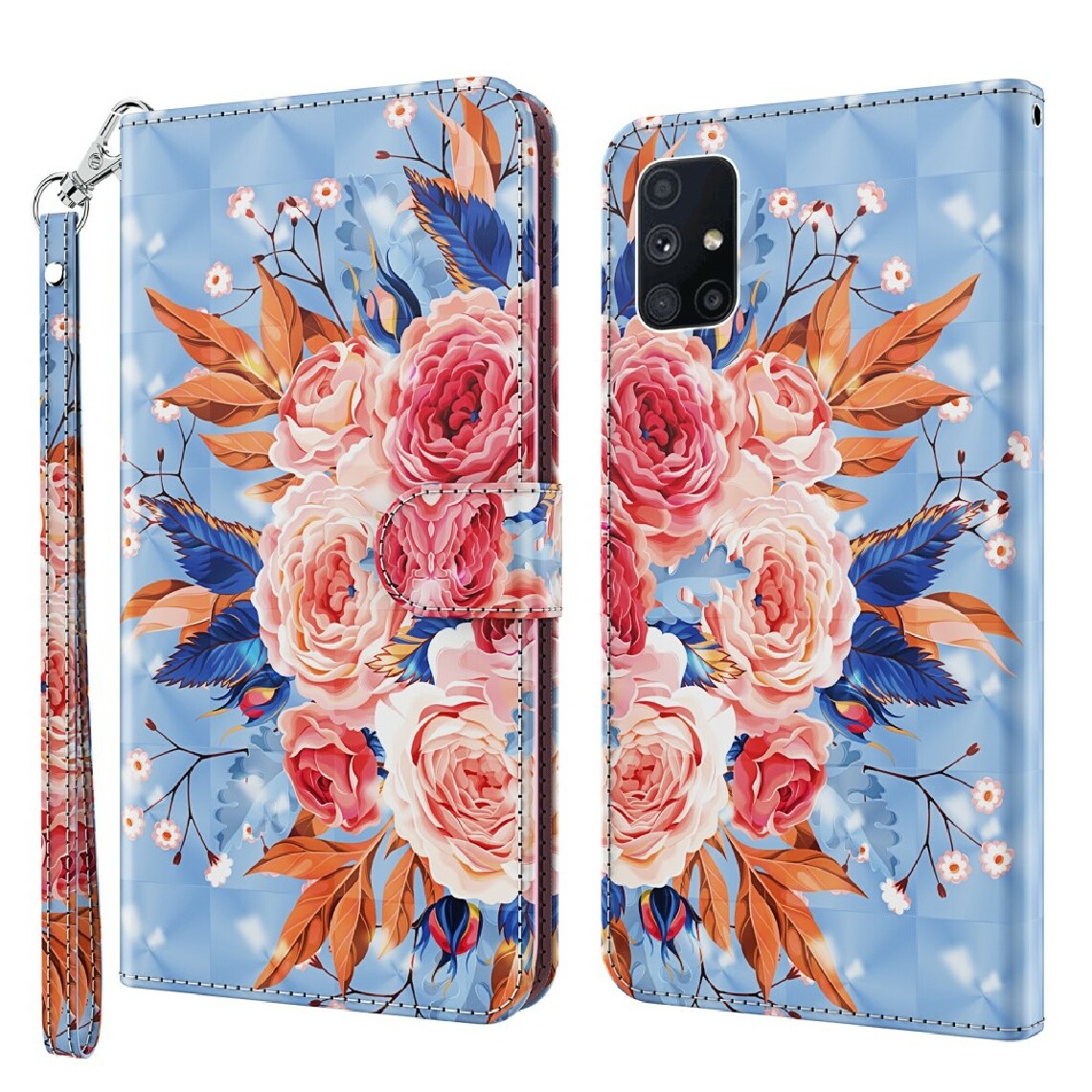 Other - Etui en PU impression de motif de décor de spot lumineux avec cordon fleur vive pour votre Samsung Galaxy M51 - Coque, étui smartphone