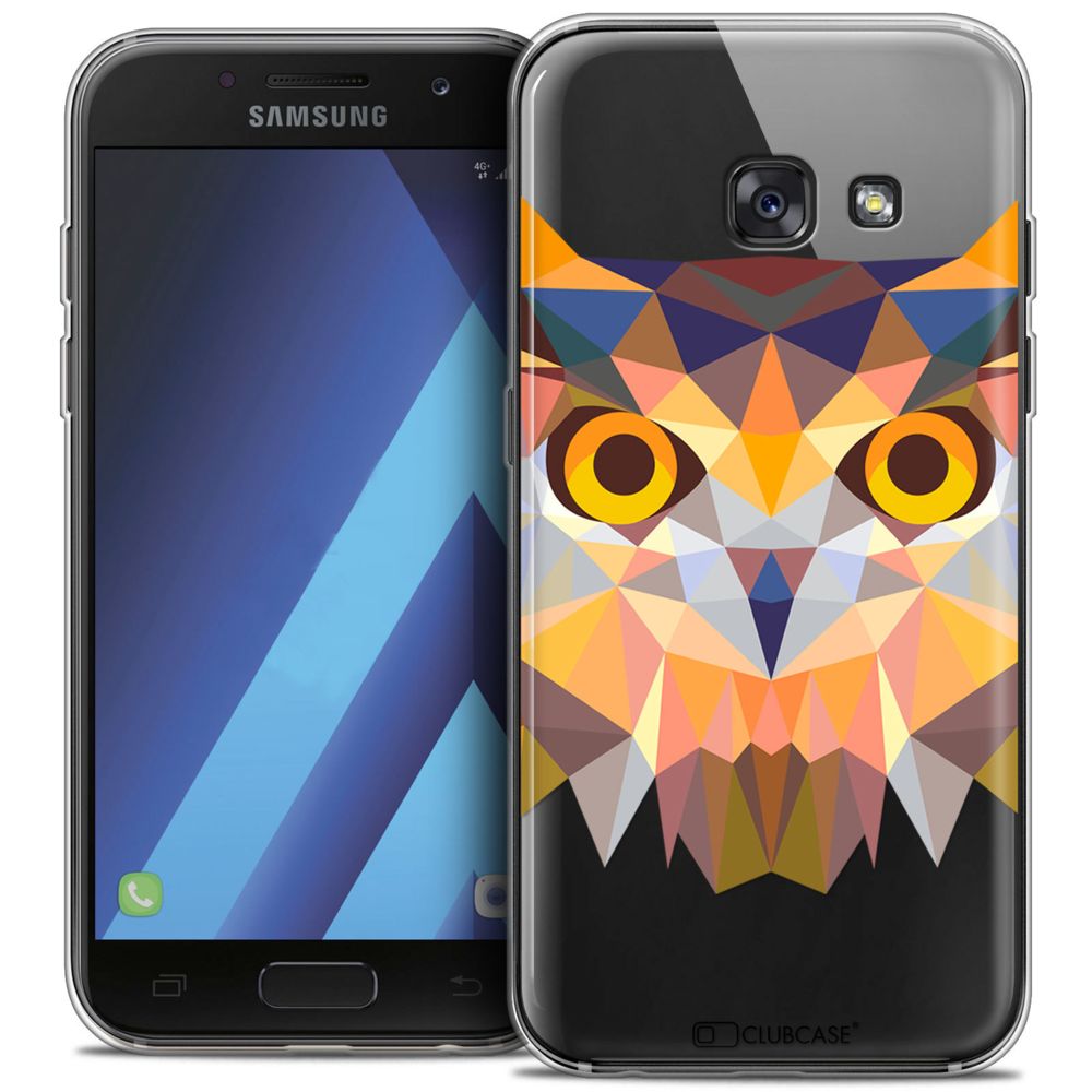 Caseink - Coque Housse Etui Samsung Galaxy A7 2017 A700 (5.7 ) [Crystal Gel HD Polygon Series Animal - Souple - Ultra Fin - Imprimé en France] Hibou - Coque, étui smartphone