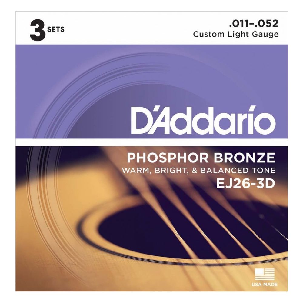 D'Addario - Pack 3 D'Addario EJ26 light - Jeux de cordes guitare acoustique - Accessoires instruments à cordes