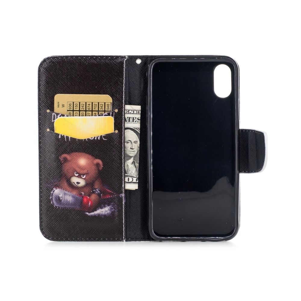 Wewoo - Coque Étui à rabat en cuir avec motif couleur pour Iphone X et X porte-cartes et et portefeuille ours - Coque, étui smartphone