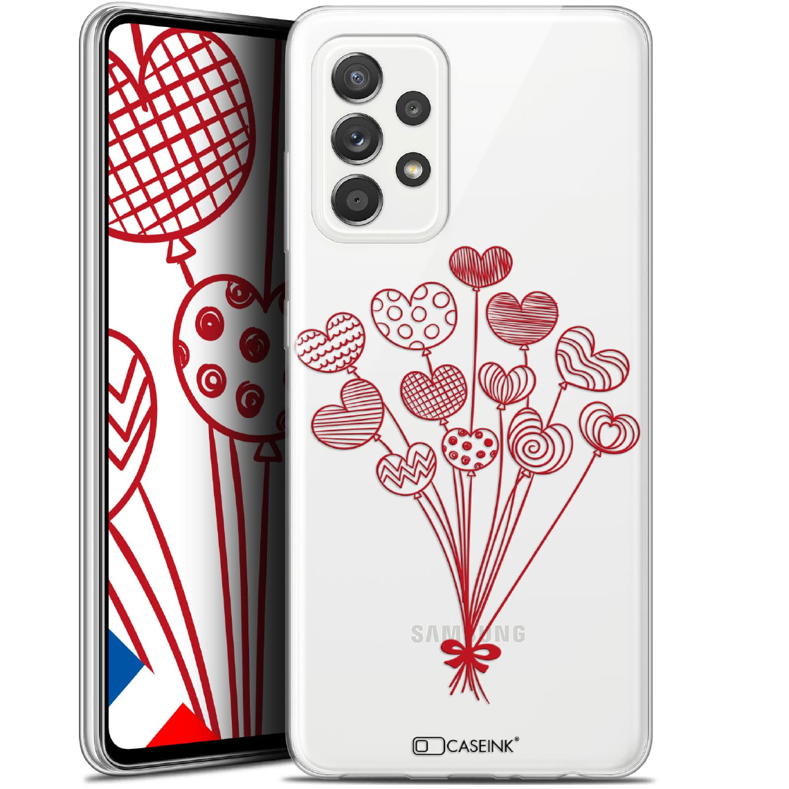 Caseink - Coque Pour Samsung Galaxy A52 5G (6.5 ) [Gel HD Collection Love Saint Valentin Design Ballons d'amour - Souple - Ultra Fin - Imprimé en France] - Coque, étui smartphone