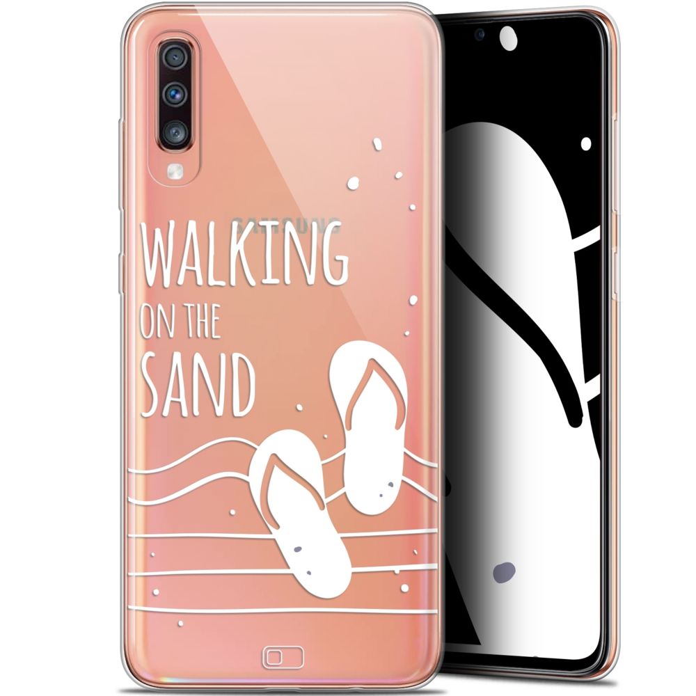 Caseink - Coque Pour Samsung Galaxy A70 (6.7 ) [Gel HD Collection Summer Design Walking on the Sand - Souple - Ultra Fin - Imprimé en France] - Coque, étui smartphone