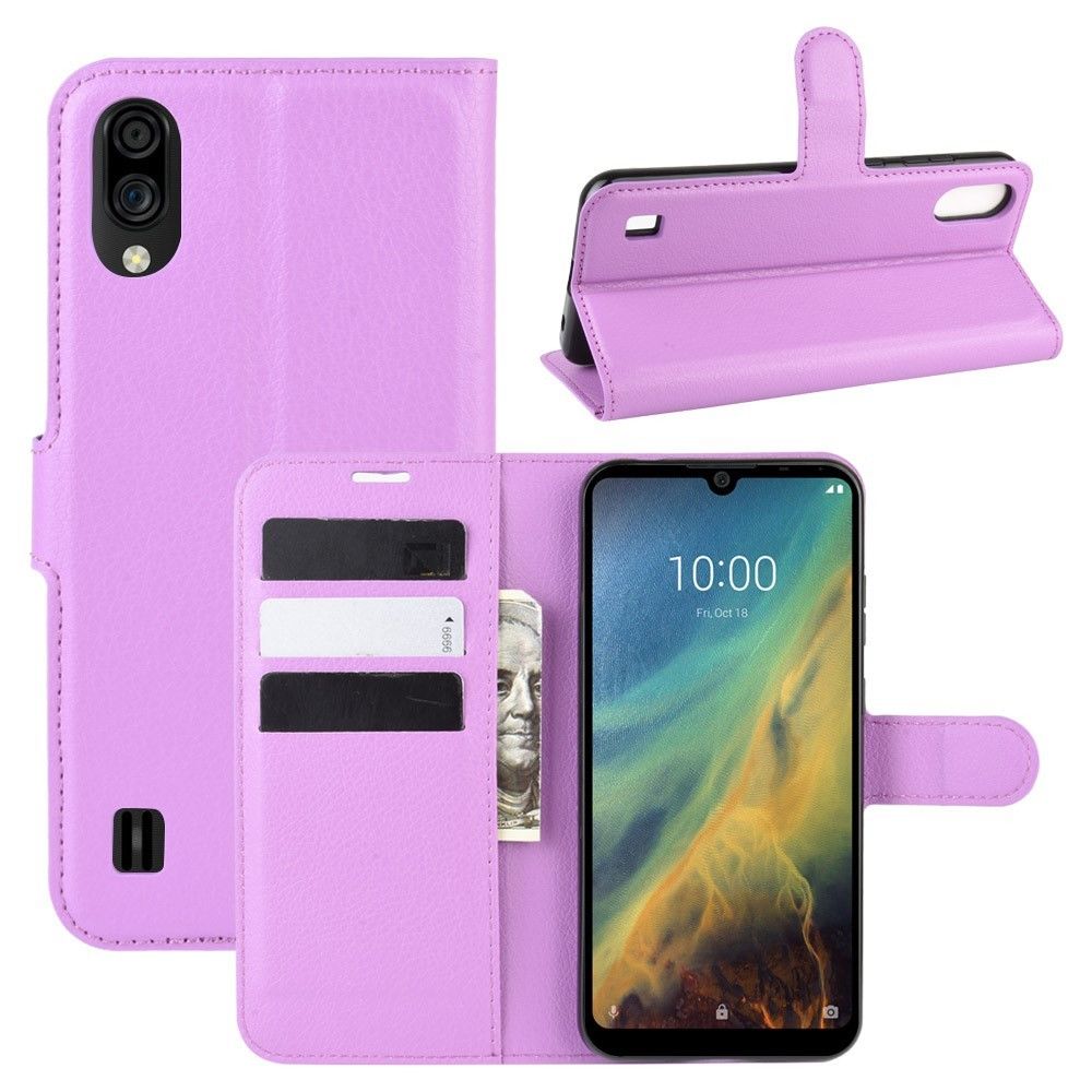 Generic - Etui en PU avec support violet pour votre ZTE Blade A5 2020 - Coque, étui smartphone