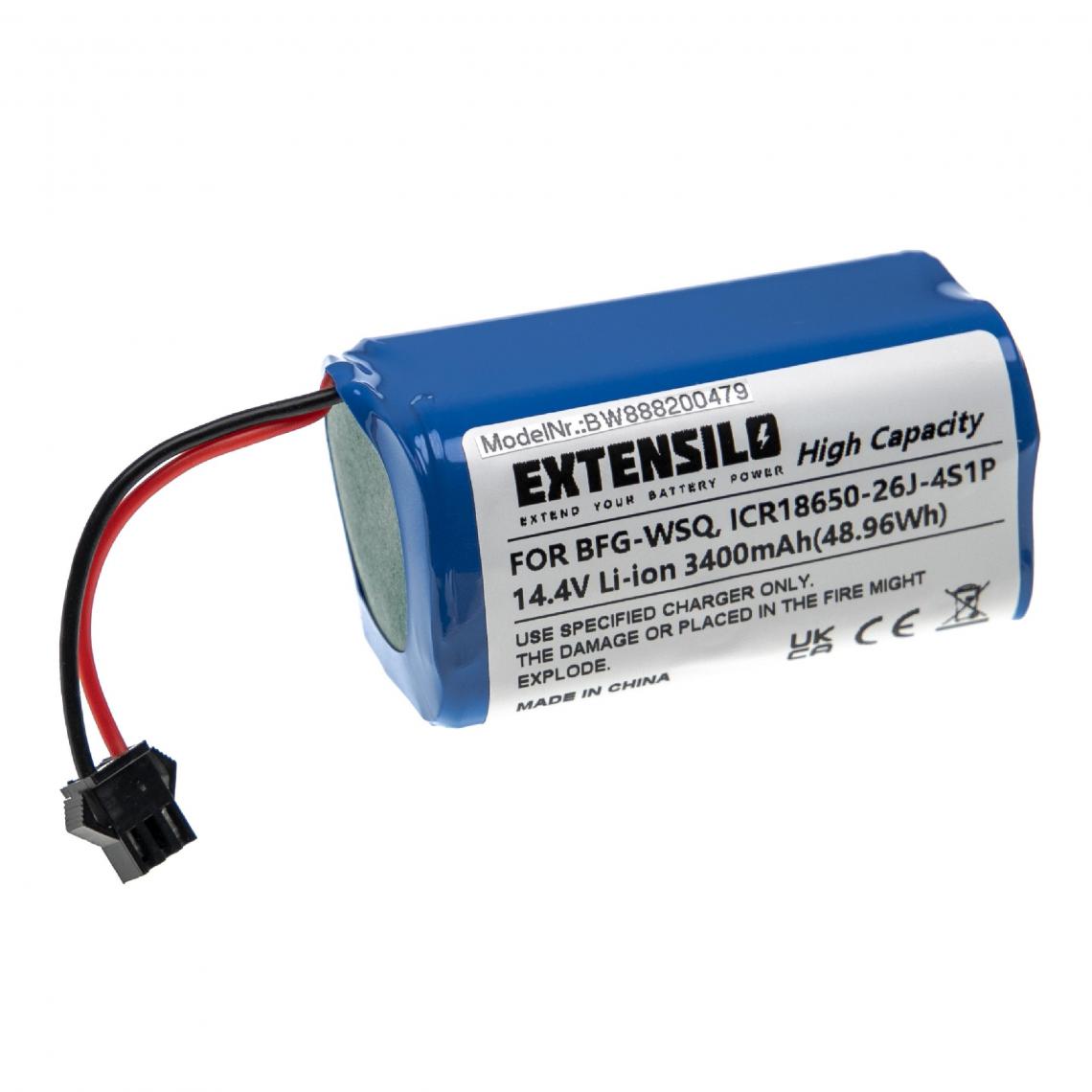 Vhbw - EXTENSILO Batterie compatible avec Ecovacs Deebot DH45, DN620, DN621, DN622, N79 aspirateur, robot électroménager (3 400mAh, 14,4V, Li-ion) - Accessoire entretien des sols