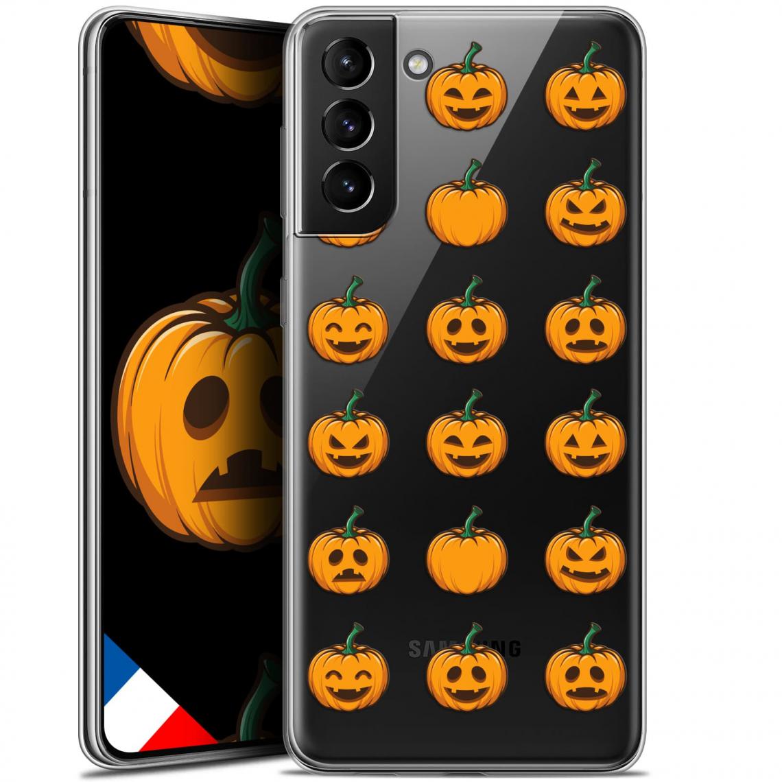 Caseink - Coque Pour Samsung Galaxy S21 Plus (6.7 ) [Gel HD Collection Halloween Design Smiley Citrouille - Souple - Ultra Fin - Imprimé en France] - Coque, étui smartphone