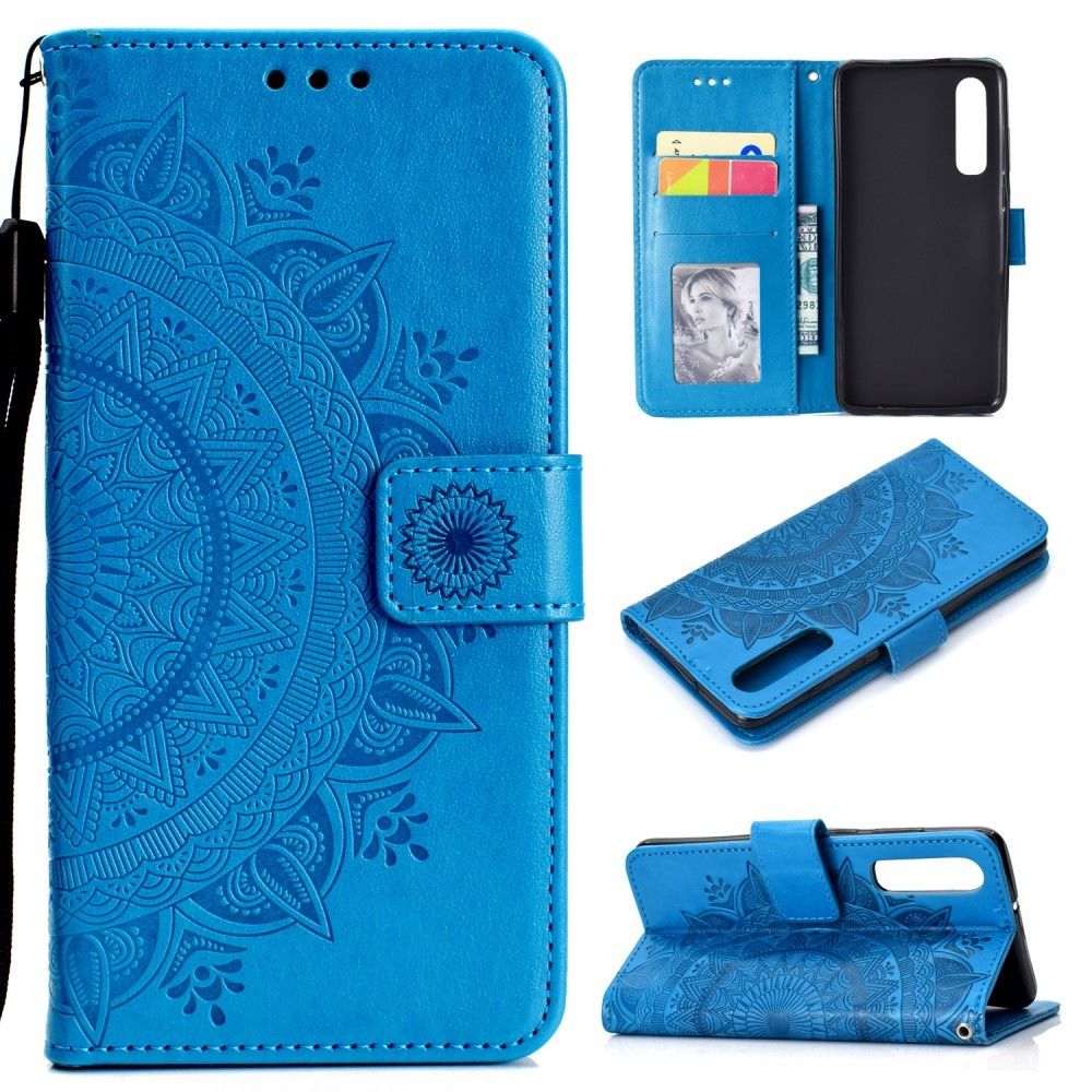 marque generique - Etui en PU fleur de mandala bleu pour votre Huawei P30 - Autres accessoires smartphone