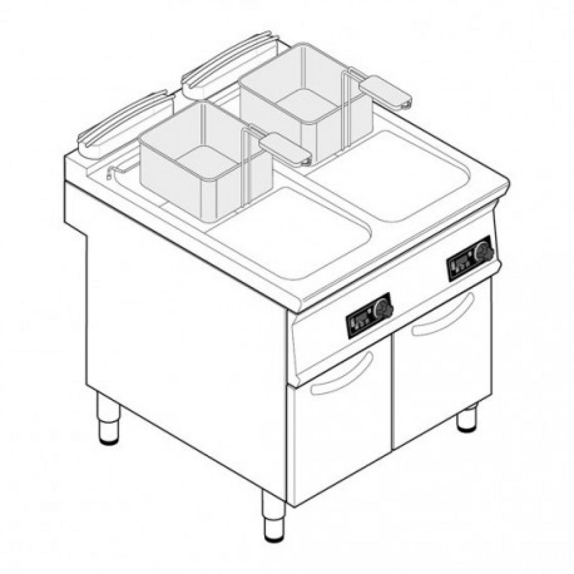 Materiel Chr Pro - Friteuse sur coffre électrique - 2 x 17 litres - commandes électroniques - Tecnoinox - 900 - Friteuse