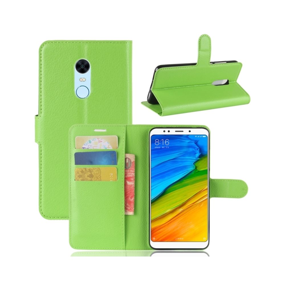Wewoo - Housse Étui vert pour cartes et porte-monnaie Xiaomi Redmi 5 Plus Litchi Texture à rabat horizontal en cuir avec porte-cartes fentes - Coque, étui smartphone
