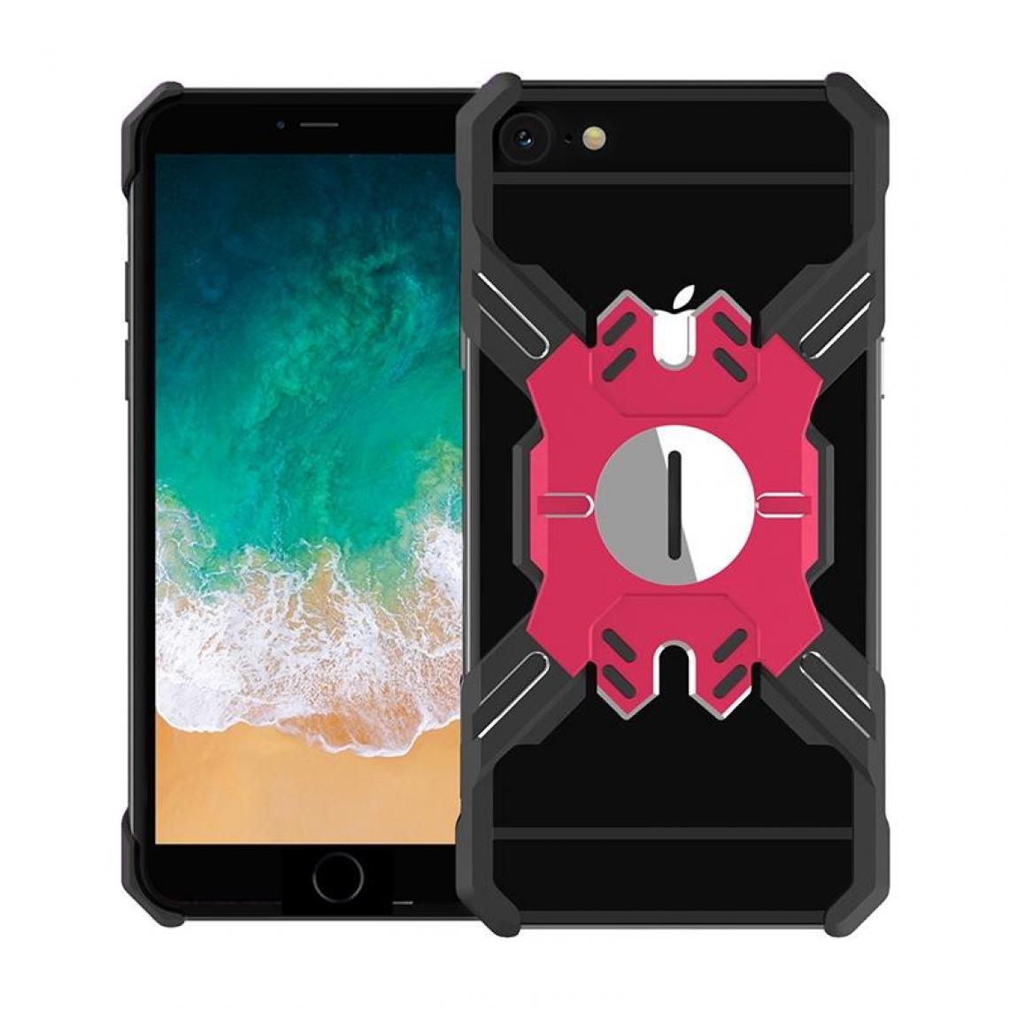 Wewoo - Coque Rigide Pour iPhone 6 Plus / 6 Hero Series Housse de protection en métal antichute avec support Noir Rouge - Coque, étui smartphone