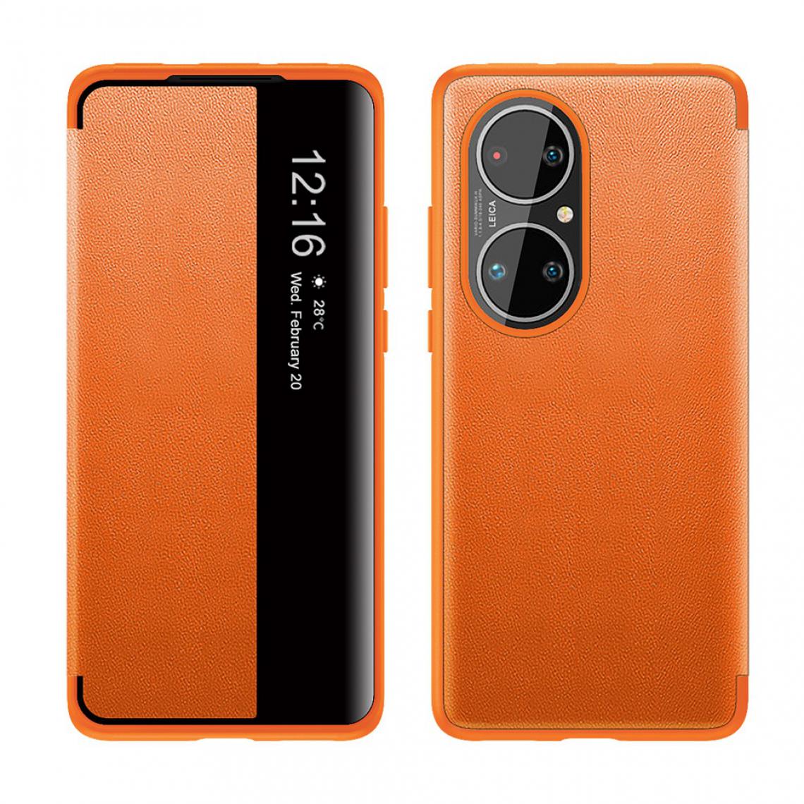 Other - Coque en TPU + PU Flip résistant aux chutes de réveil et de sommeil automatiques orange pour votre Huawei P50 Pro - Coque, étui smartphone