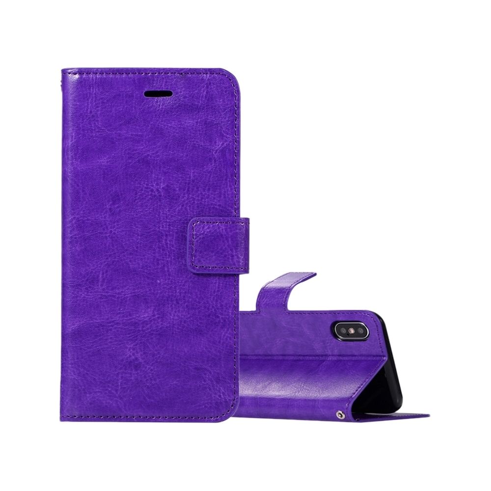 Wewoo - Coque Violet pour iPhone X Crazy Horse Texture horizontale Flip étui en cuir avec titulaire et fentes cartes porte-monnaie cadre photo - Coque, étui smartphone