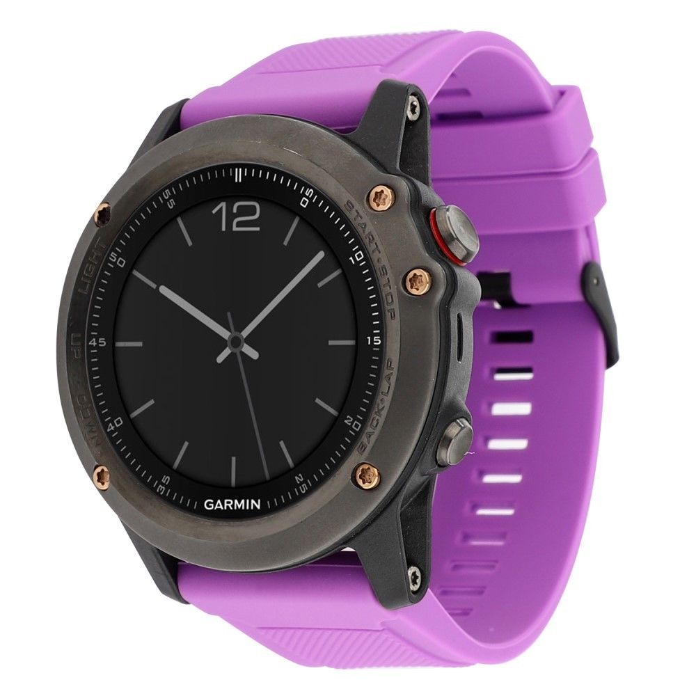 marque generique - Bracelet en silicone 22mm souple avec boucle noire violet pour votre Garmin Fenix 5/5 Plus - Accessoires bracelet connecté