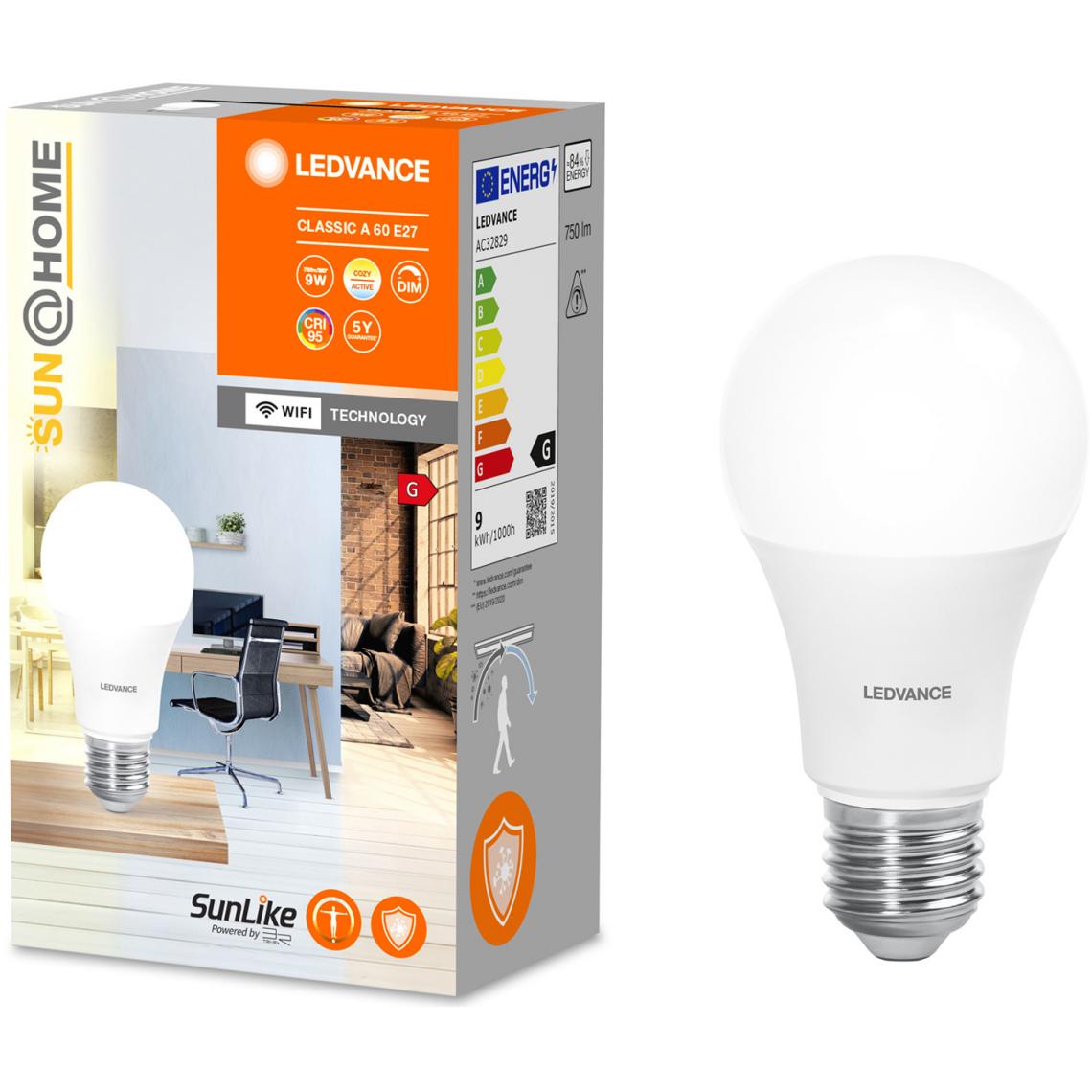 Ledvance - Ampoule connectée Smart+SUN@HOME Standard dépolie 60W E27 - Variation de blancs - Ampoule connectée