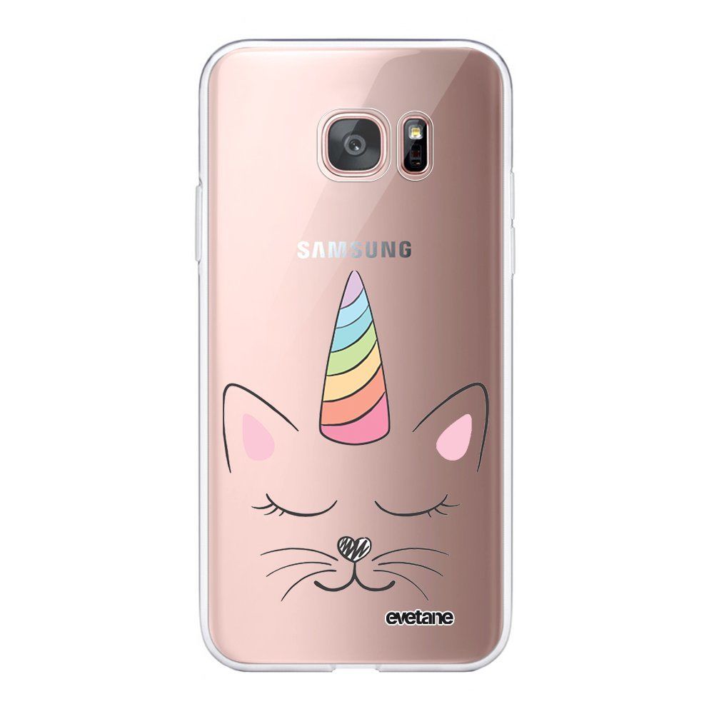 Evetane - Coque Samsung Galaxy S7 Edge 360 intégrale transparente Chat licorne Ecriture Tendance Design Evetane. - Coque, étui smartphone