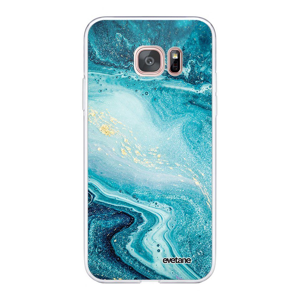 Evetane - Coque Samsung Galaxy S7 Edge souple transparente Bleu Nacré Marbre Motif Ecriture Tendance Evetane. - Coque, étui smartphone