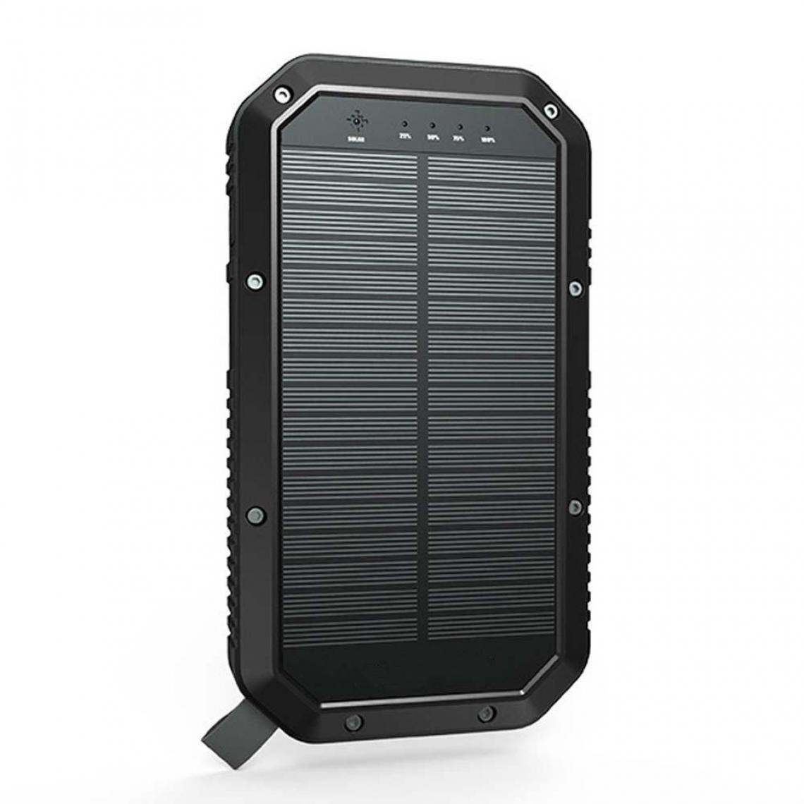 Chrono - Chargeur Solaire 20000mAh, Banque D'alimentation Portable Sans Fil, avec 3 Ports de Sortie(Noir) - Chargeur secteur téléphone