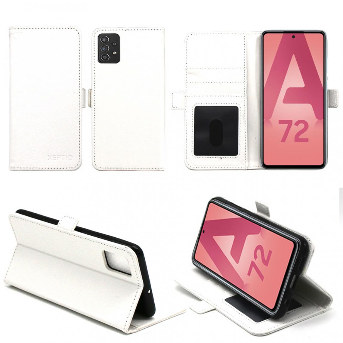 Xeptio - Samsung Galaxy A72 4G / A72 5G Housse portefeuille blanche Protection à Rabat avec Porte Cartes - Etui blanc Folio Coque Antichoc - Coque, étui smartphone
