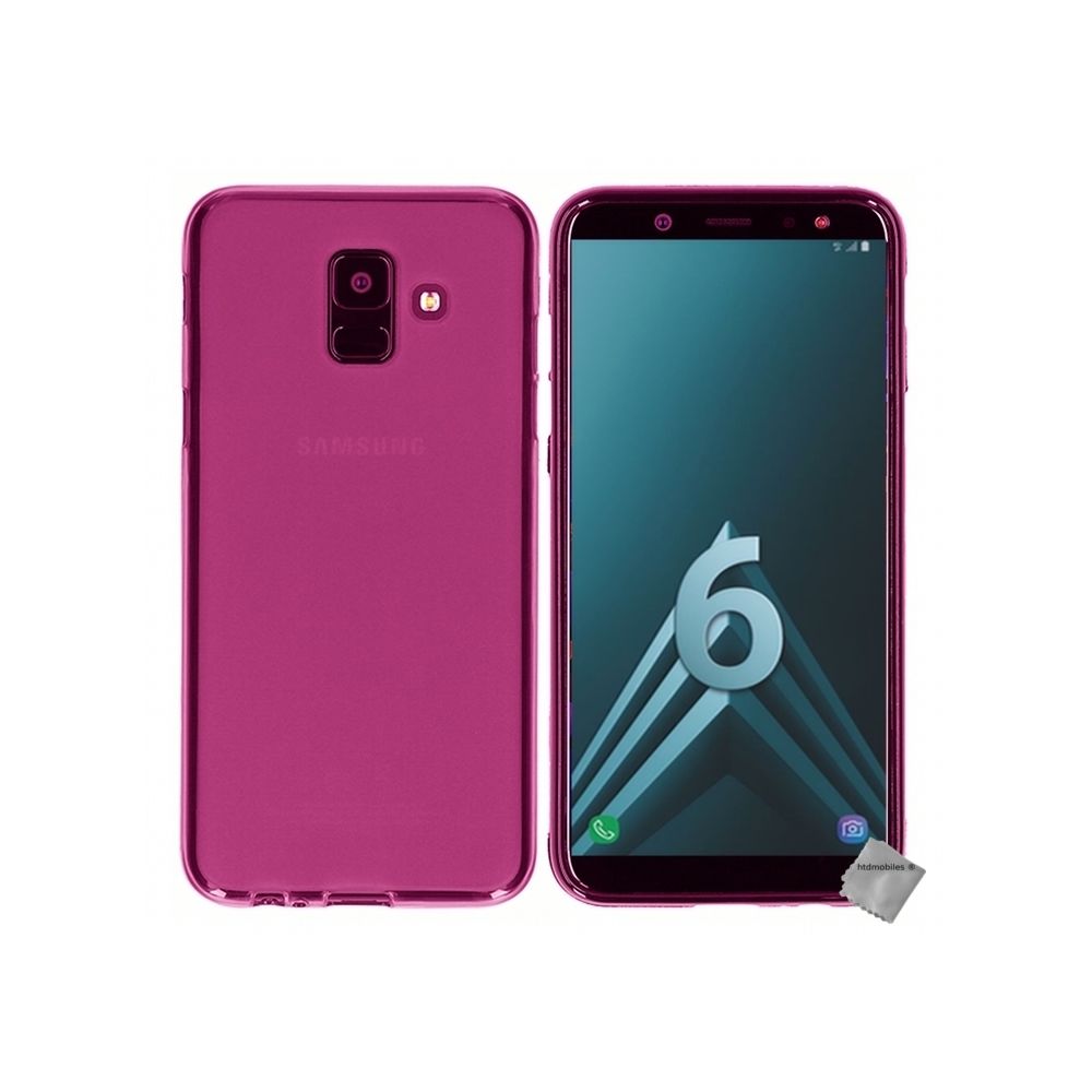 Htdmobiles - Housse etui coque pochette silicone gel fine pour Samsung Galaxy A6 (2018) + verre trempe - ROSE - Autres accessoires smartphone