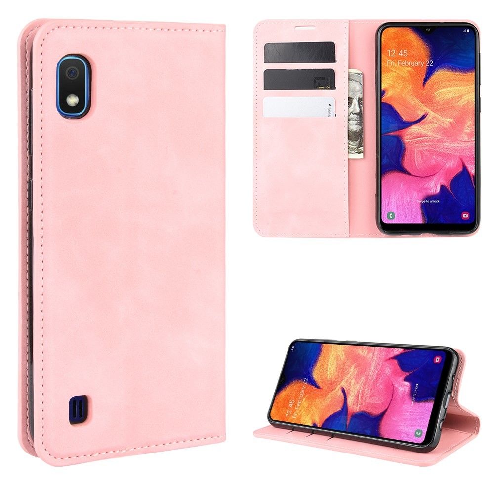 marque generique - Etui en PU toucher soyeux rose pour votre Samsung Galaxy A10 - Coque, étui smartphone